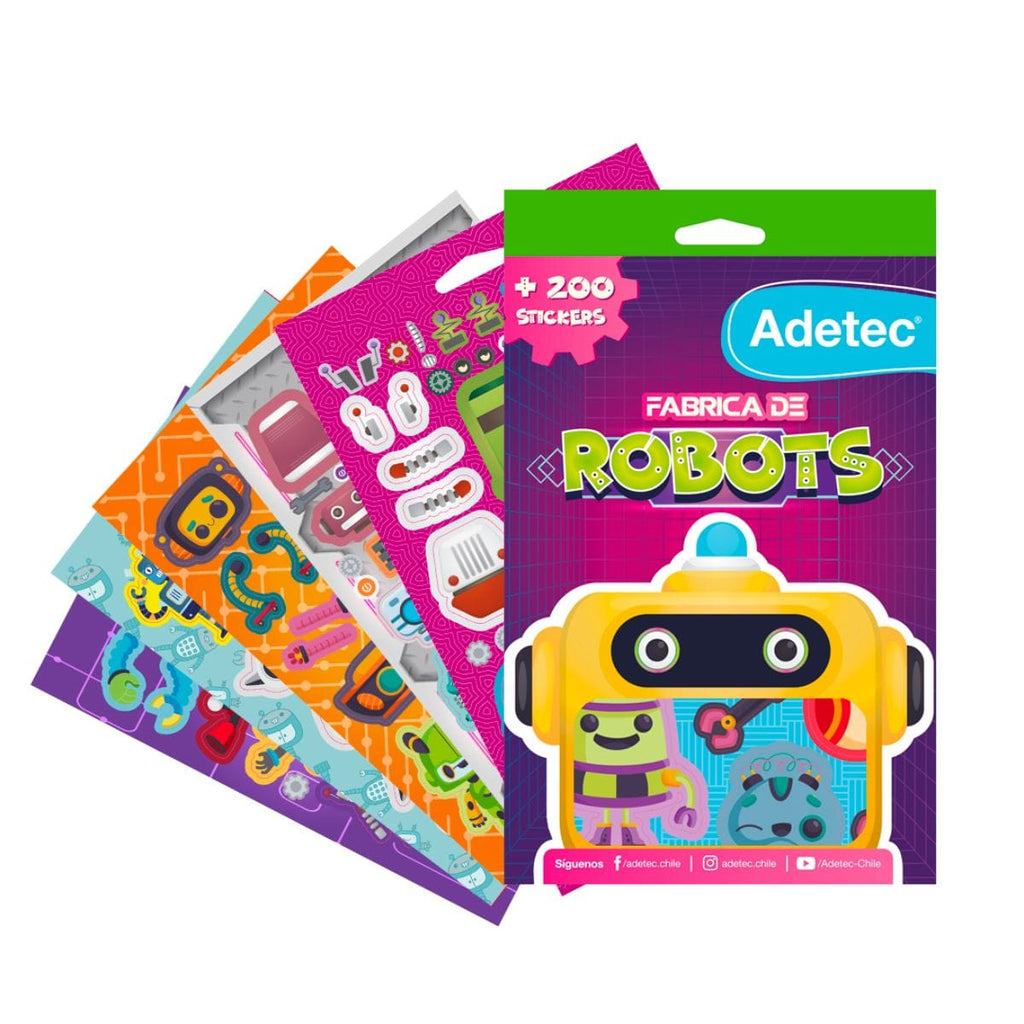 Juguetes educativos Block de Stickers Fabrica de Robots (200 stickers) Adetec