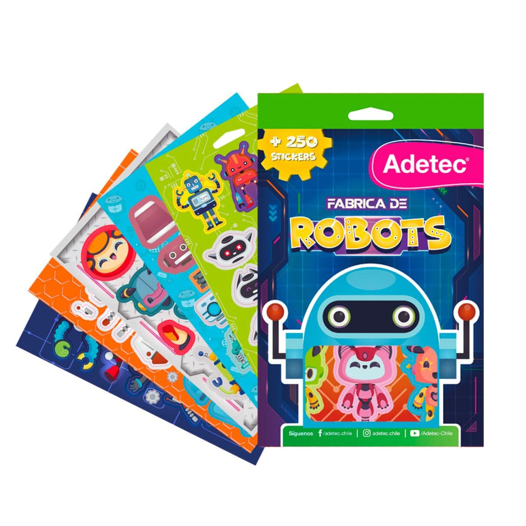Juguetes educativos Block de Stickers Fabrica de Robots (250 stickers) Adetec