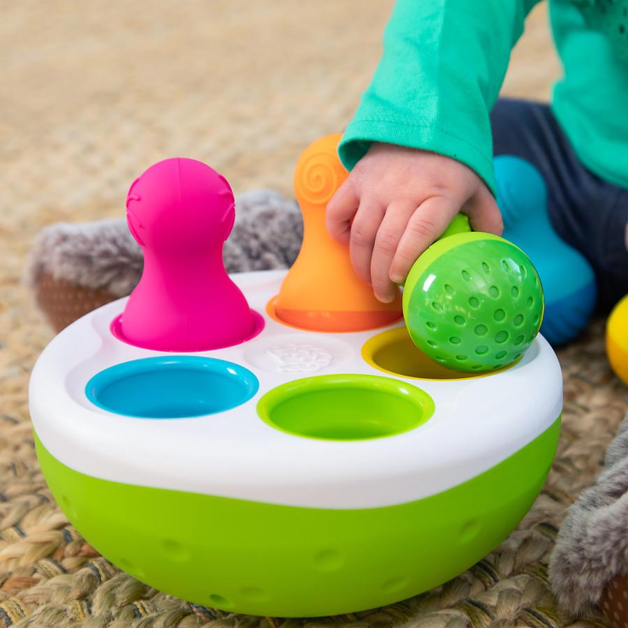 Juguetes de actividades para bebés Palitroques Para Encaje Con Sonido, Texturas - Spinnypins Fat Brain Toys 811802025265