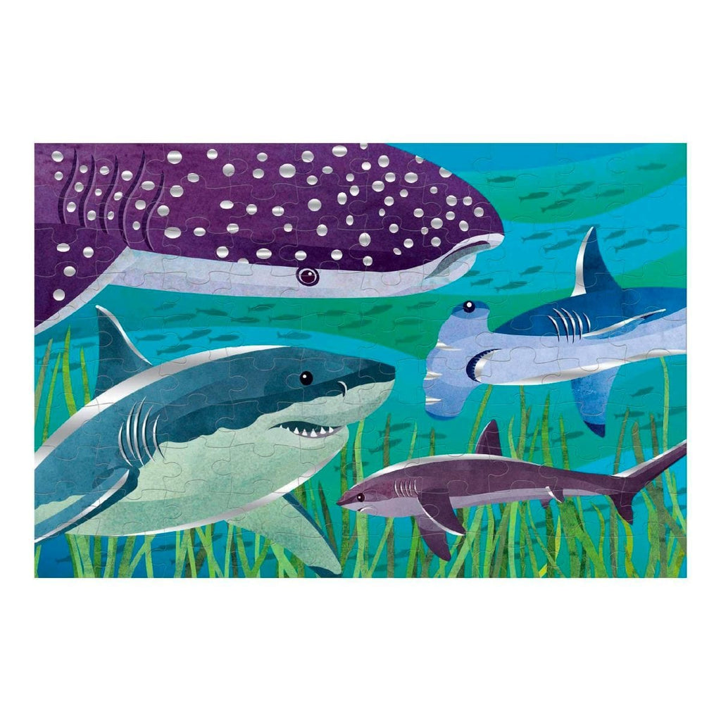 Puzzle 100 pcs de Tiburones con Laminas con Aluminio MIDEER 9780735357303